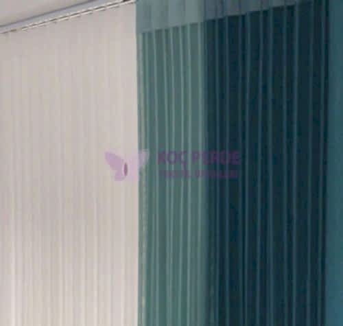 Yeni Dikey Tül Perde Beyaz Petrol Mavisi Parlement