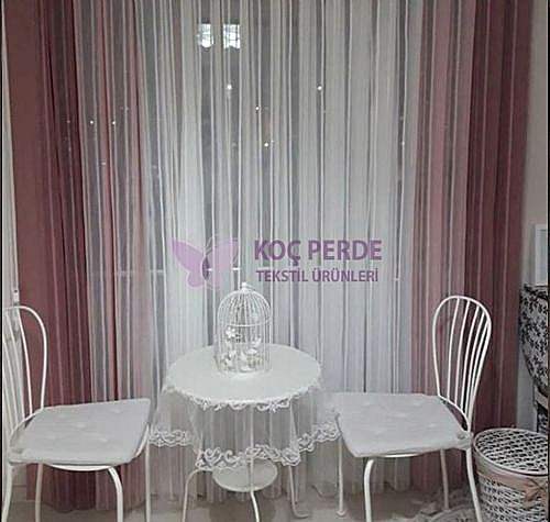 Yeni Dikey Tül Perde Ekru Sonbahar Pudra