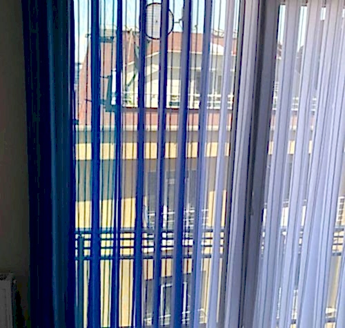 Yeni Dikey Tül Perde Mavi Beyaz