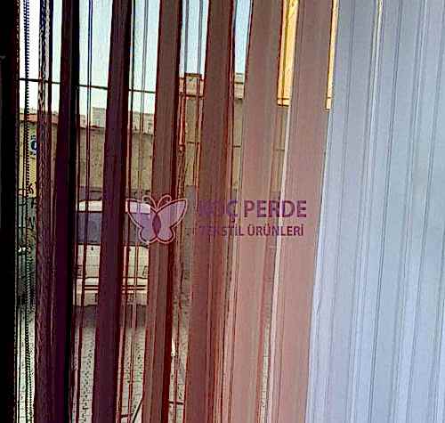 Yeni Dikey Tül Perde Pembe Beyaz Gül Kurusu