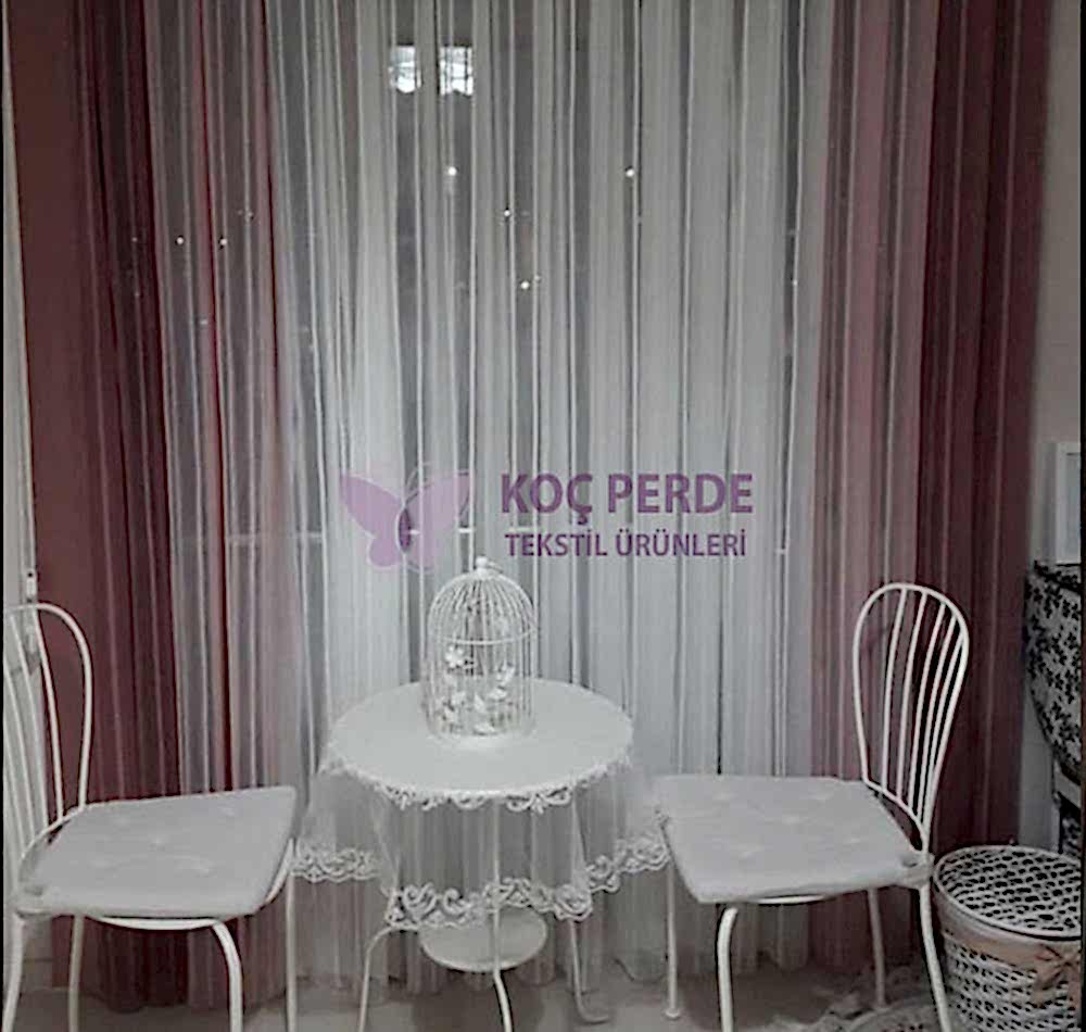 Yeni Dikey Tül Perde Ekru Sonbahar Pudra