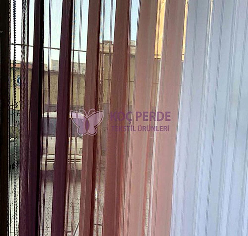 Yeni Dikey Tül Perde Pembe Beyaz Gül Kurusu